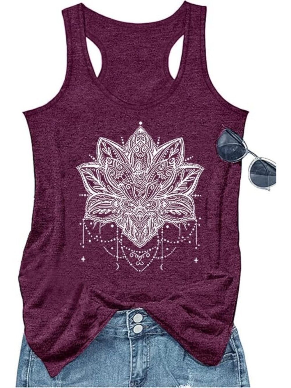 Vintage Summer Graphic Tank Top for Women - Sleeveless USA Flag Beach Cami